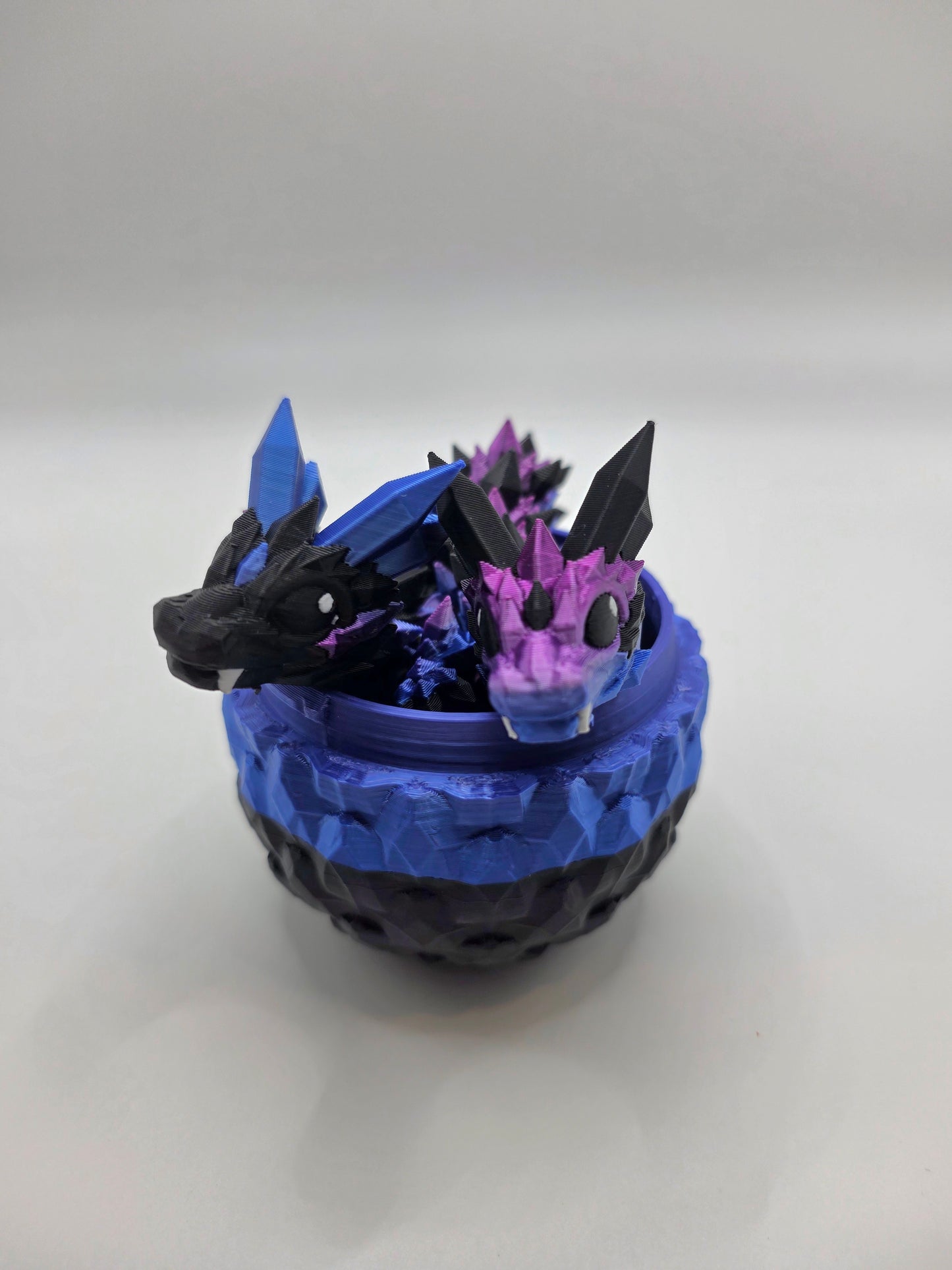 Crystal Baby Dragon's With Egg - Articulated 3D Printed Collectable - Dual Purple-Blue With Black