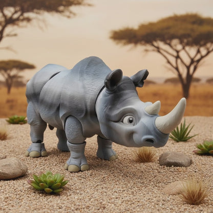 3D Printed Rhino - Articulated Figurine Animal