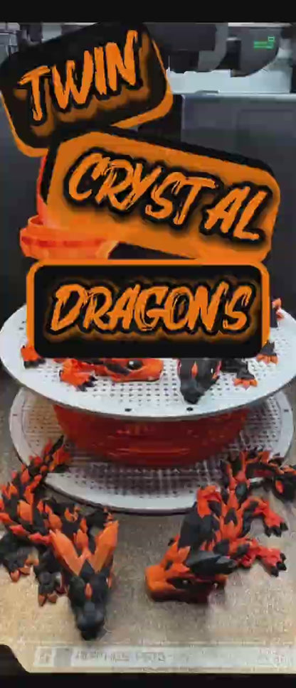 “Crystal Baby Dragons with Egg – Articulated 3D Printed Collectible – Orange with Black Theme”