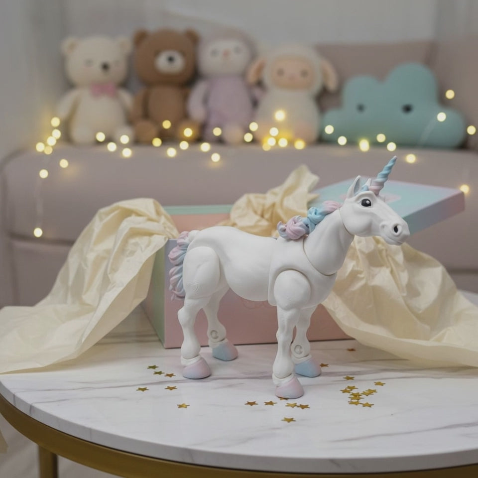 Load video: Unicorn Articulated Flexi Mythical Animal