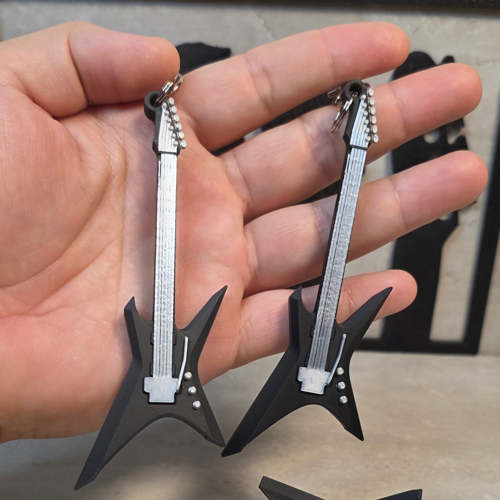 Electric guitar keychain, 3D printed by Redfin Prints