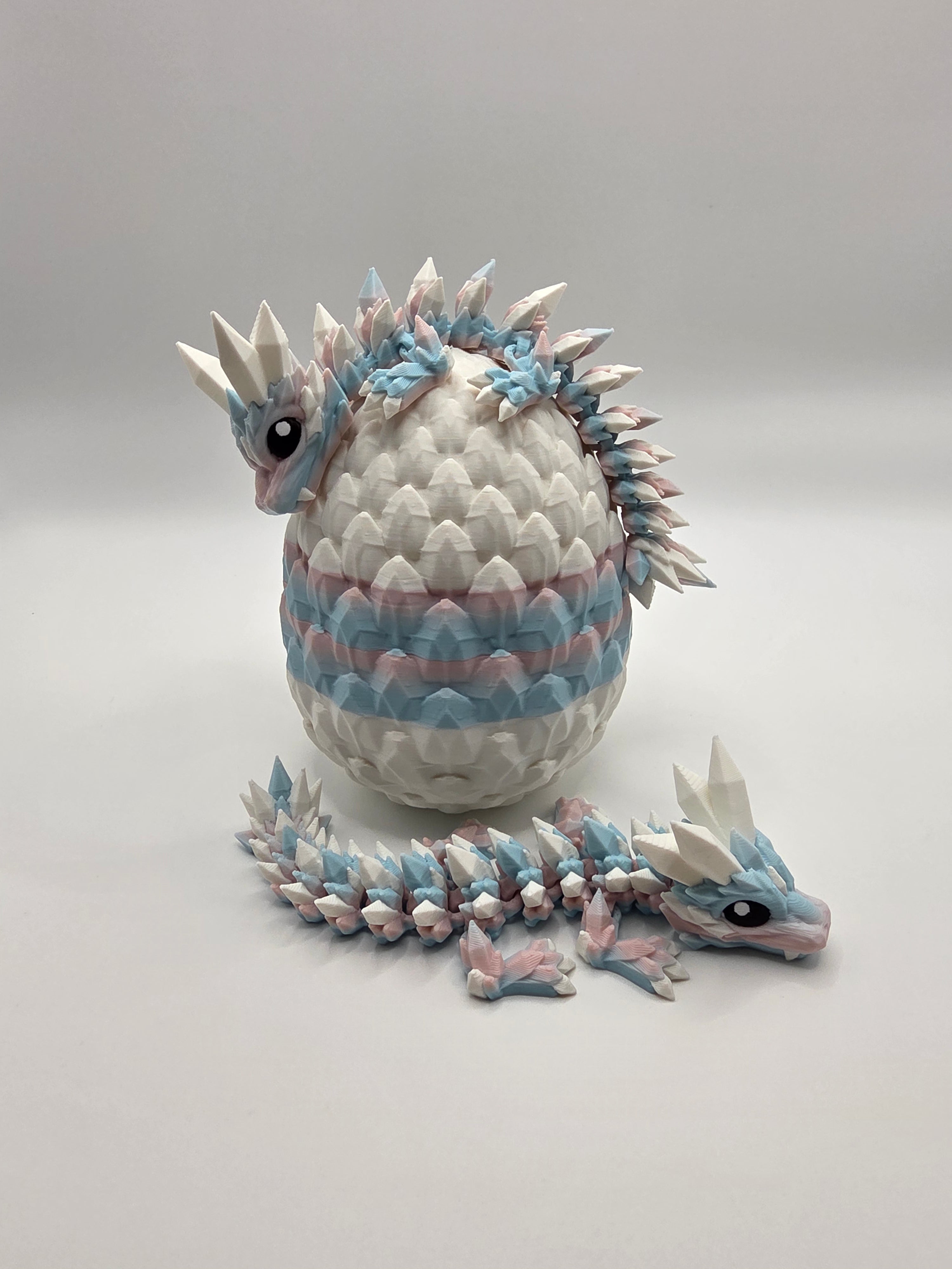 Crystal Baby Dragons – Articulated Flexi Collectible – Dual Pink/Blue, with White