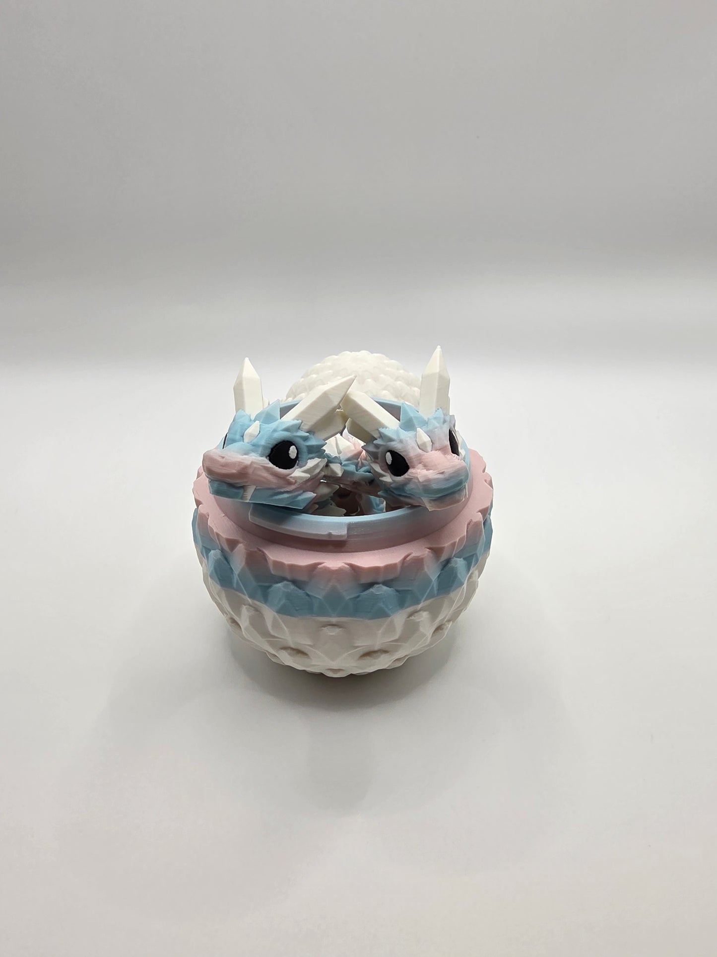 “Crystal Baby Dragons with Egg – Articulated 3D Printed Collectible – Dual Pink/Blue, with White Theme”