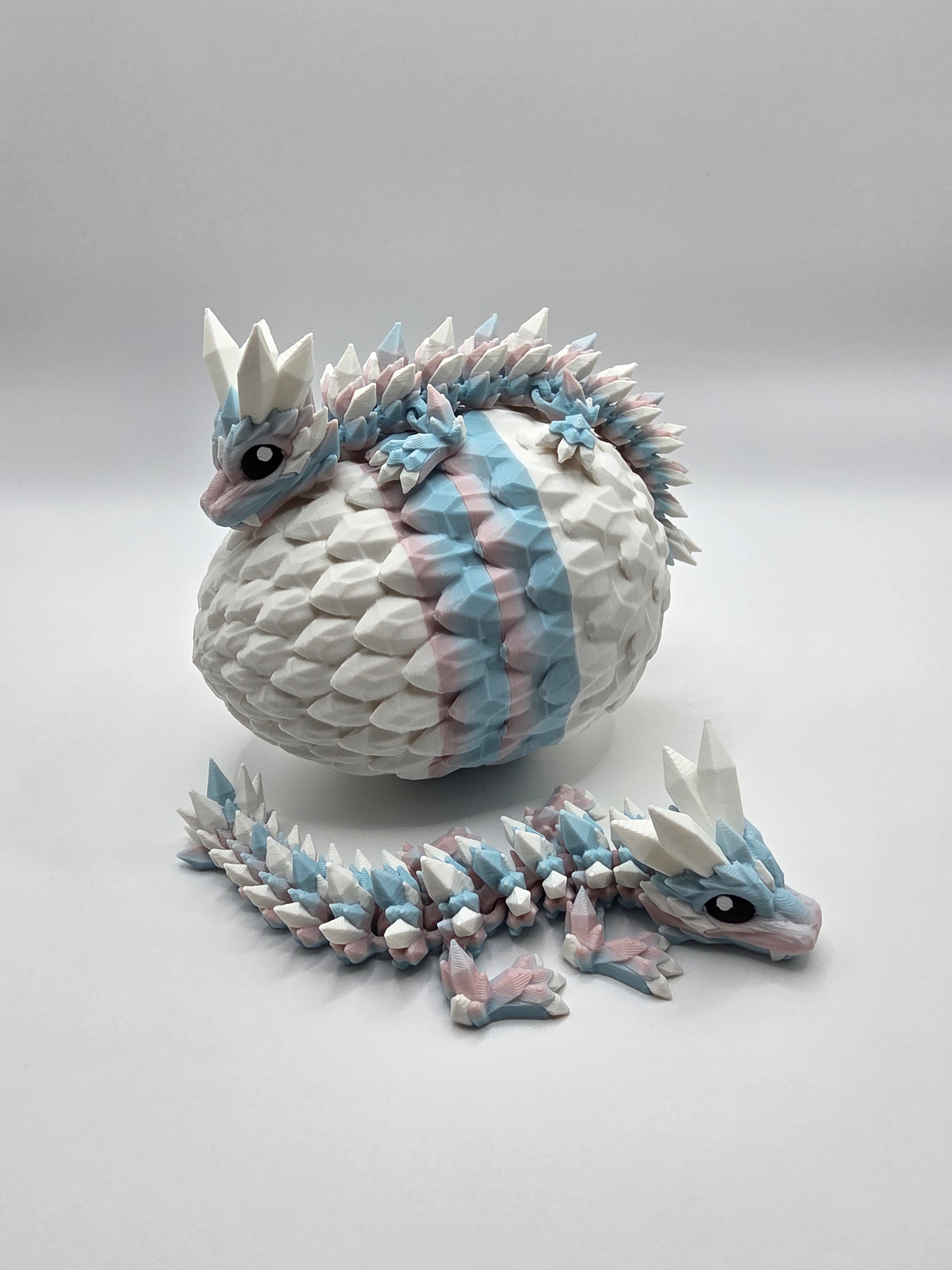 Crystal Baby Dragons – Articulated Flexi Collectible – Dual Pink/Blue, with White