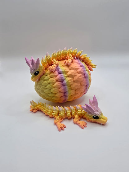 Crystal Baby Dragons With Egg - Articulated 3D Printed