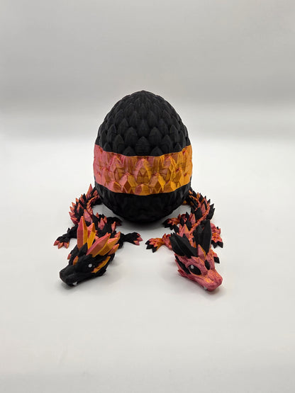 “Crystal Baby Dragons with Egg – Articulated 3D Printed Collectible – Rose Gold and Black Theme”