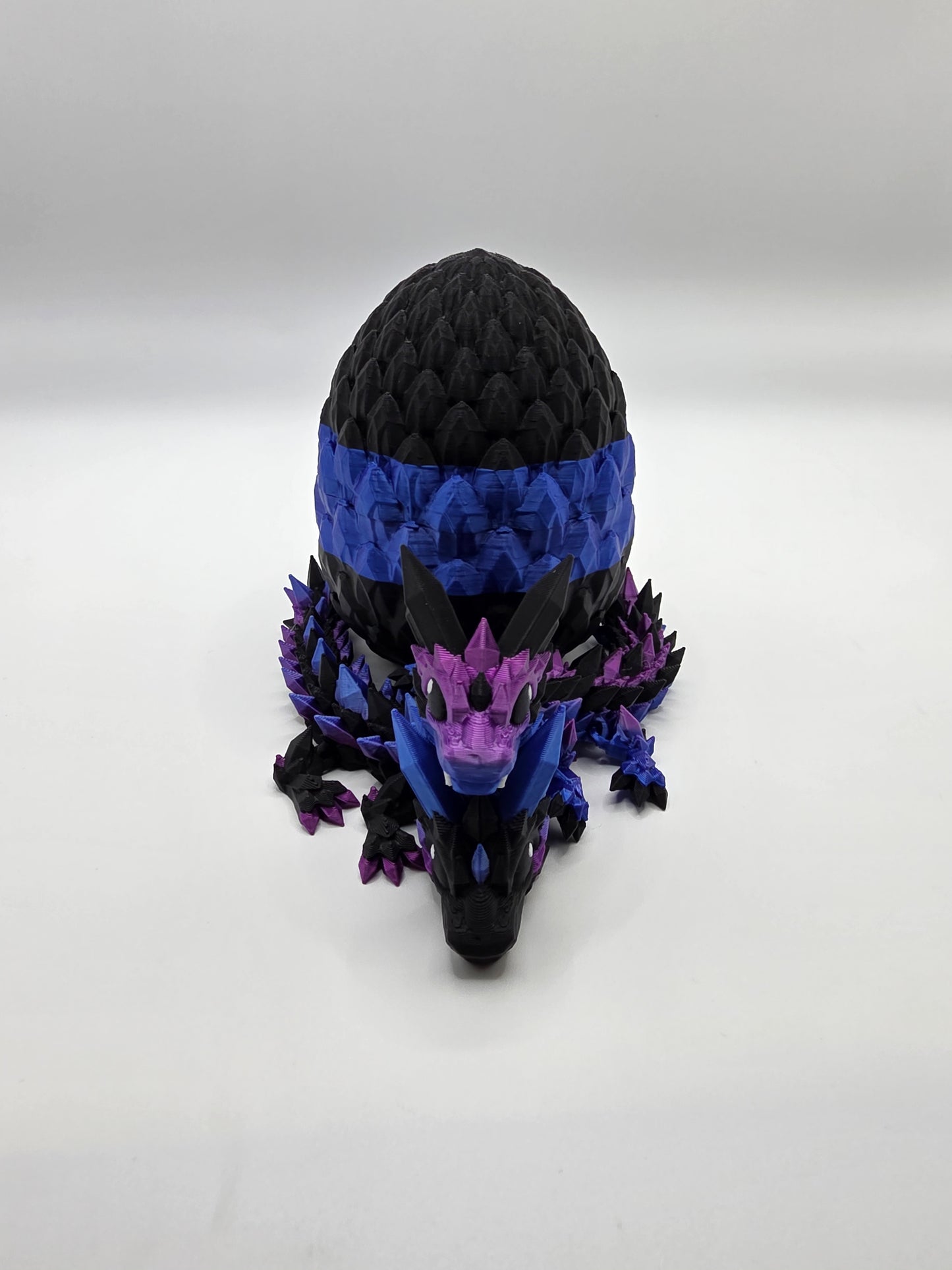 “Crystal Baby Dragons with Egg – Articulated 3D Printed Collectible – Dual Purple and Blue with Black Theme”