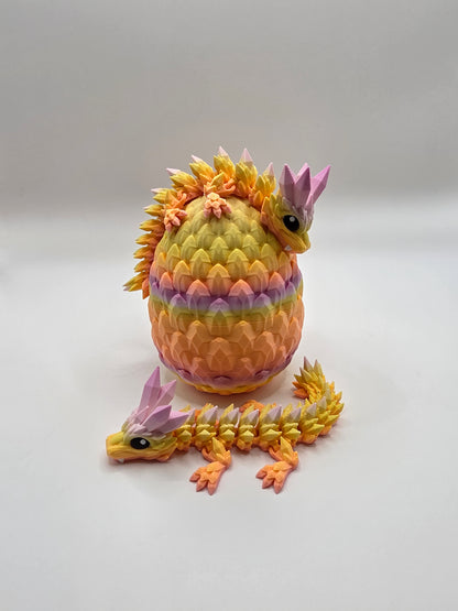 Crystal Baby Dragons With Egg - Articulated 3D Printed