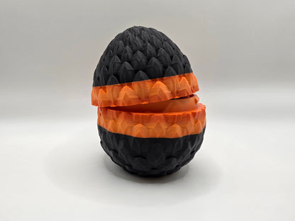 Halloween Themed Crystal Baby Dragon's With Egg - Articulated 3D Printed Collectable - Orange and Black