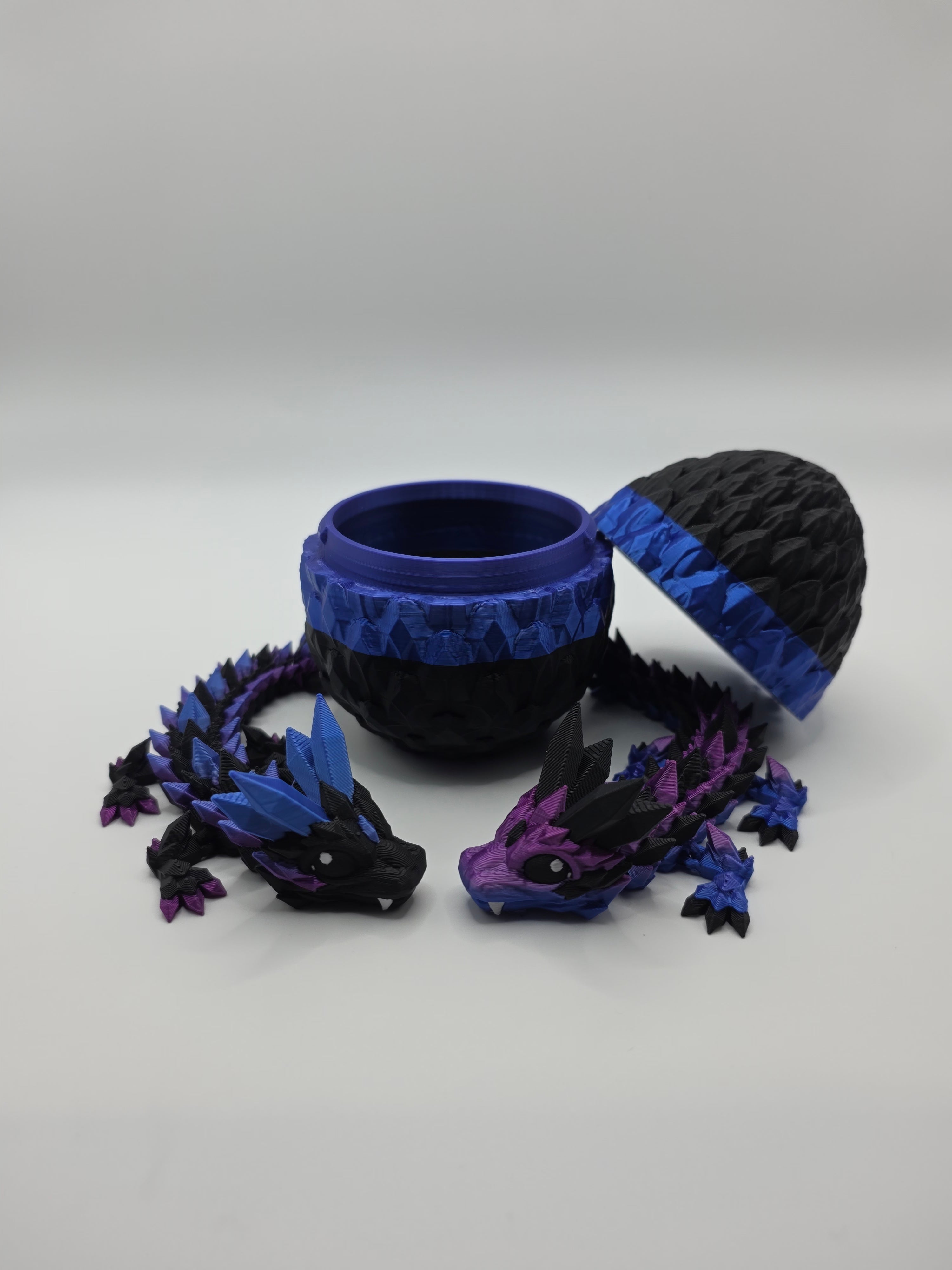 Crystal Baby Dragons – Articulated Flexi Collectible – Dual Purple and Blue with Black