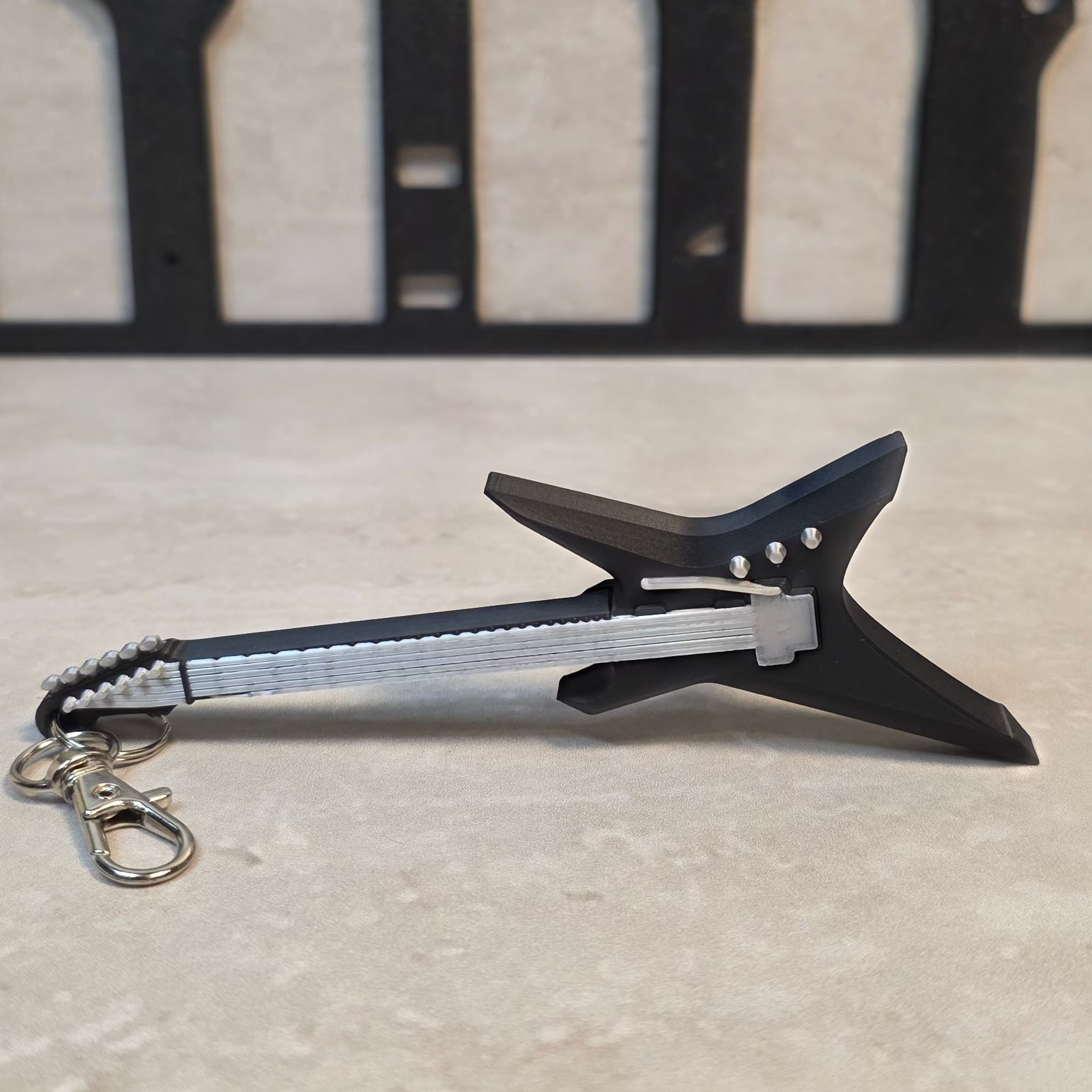 Electric guitar keychain, 3D printed by Redfin Prints