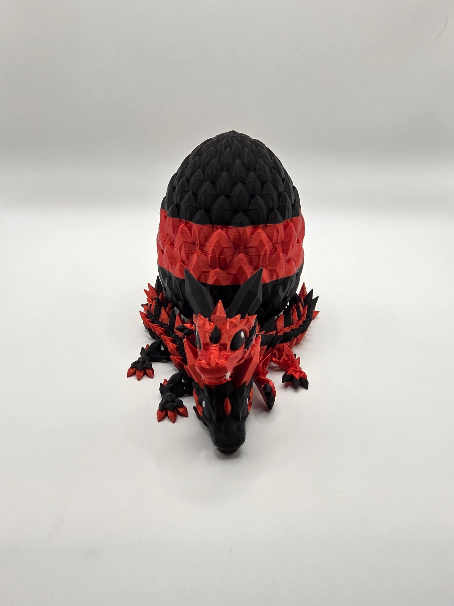 “Crystal Baby Dragons with Egg – Articulated 3D Printed Collectible – Red with Black Theme”