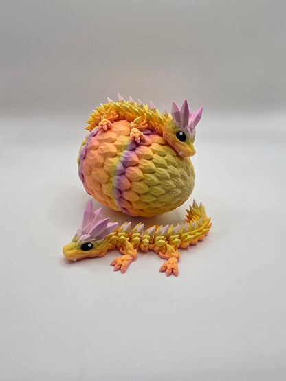 Crystal Baby Dragons With Egg - Articulated 3D Printed