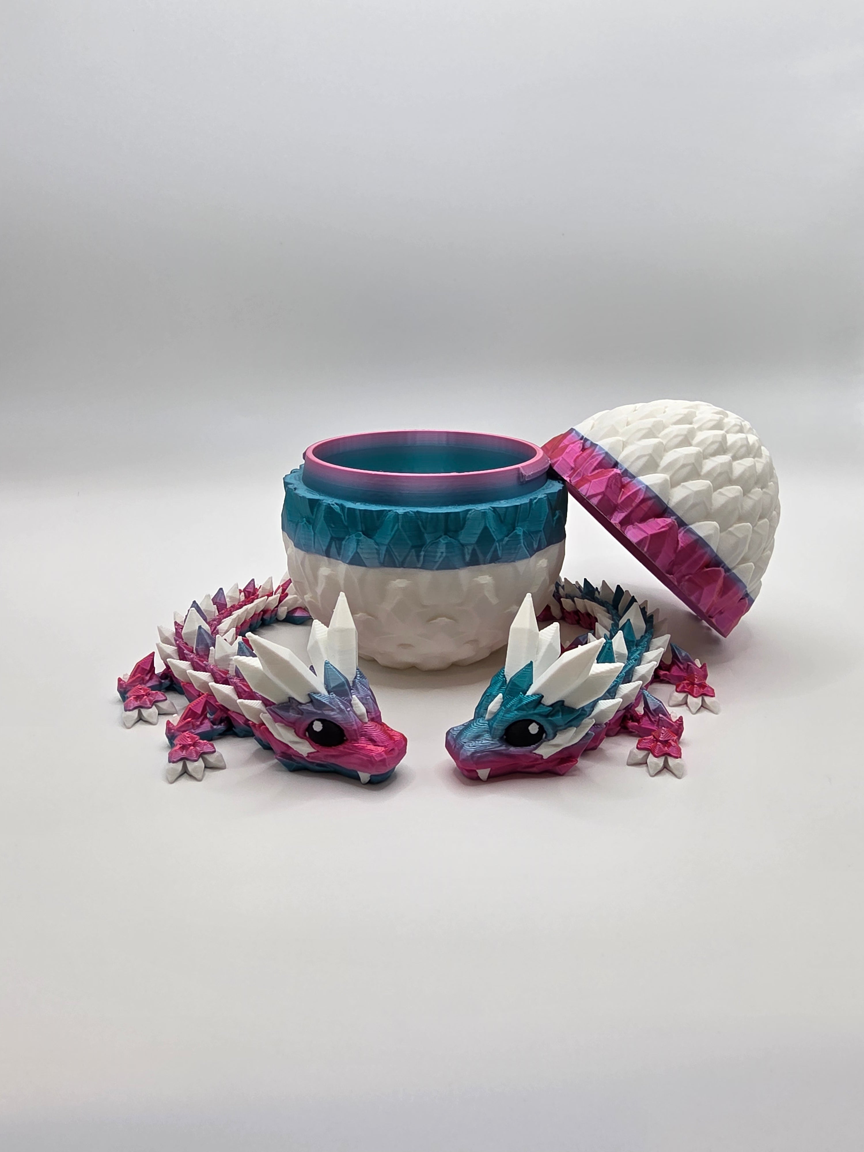 Crystal Baby Dragons – Articulated Flexi Collectible – Dual Pink - Blue with White