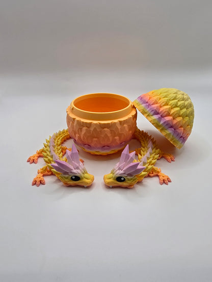 Crystal Baby Dragons With Egg - Articulated 3D Printed
