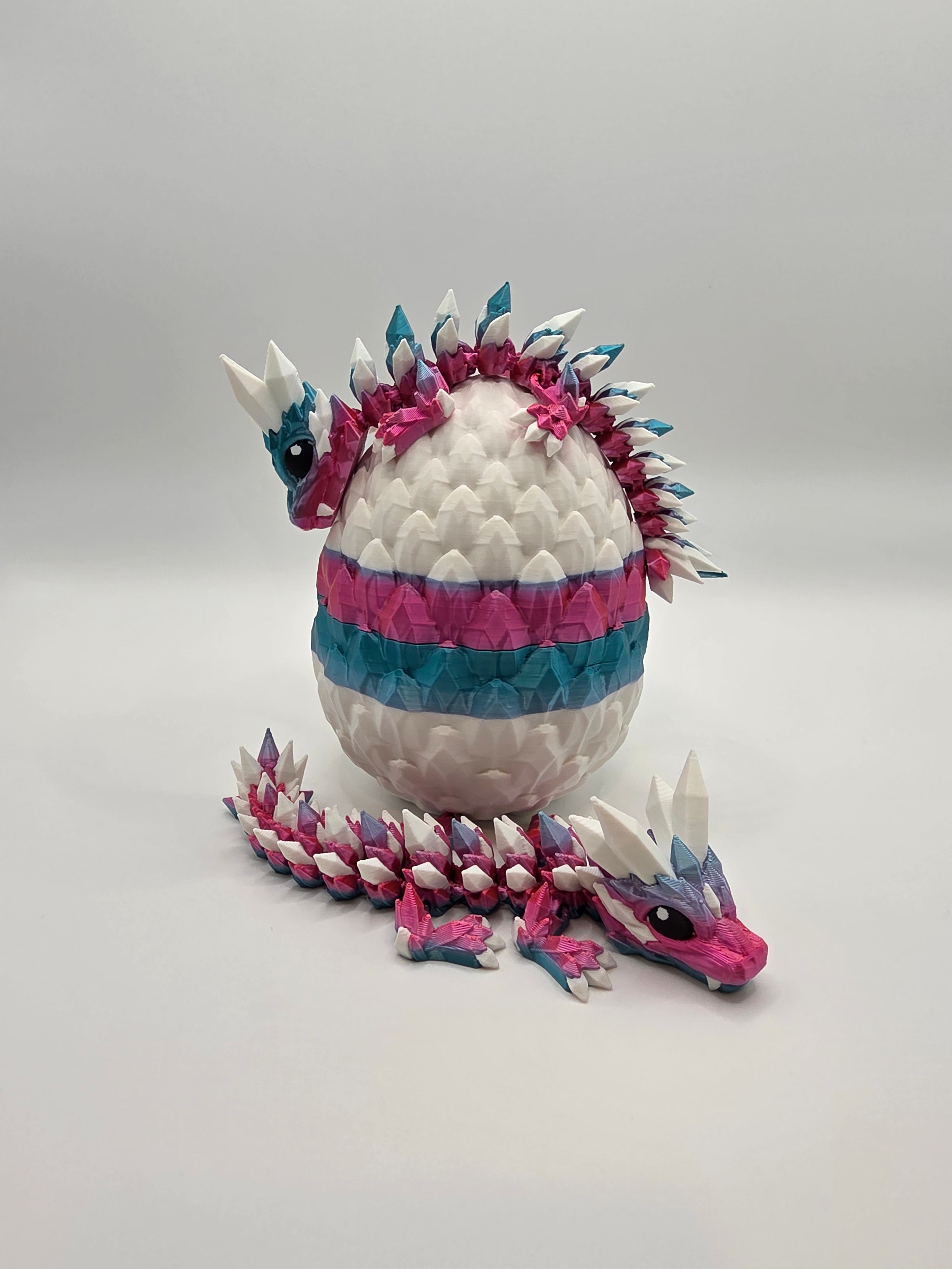 Crystal Baby Dragons – Articulated Flexi Collectible – Dual Pink - Blue with White