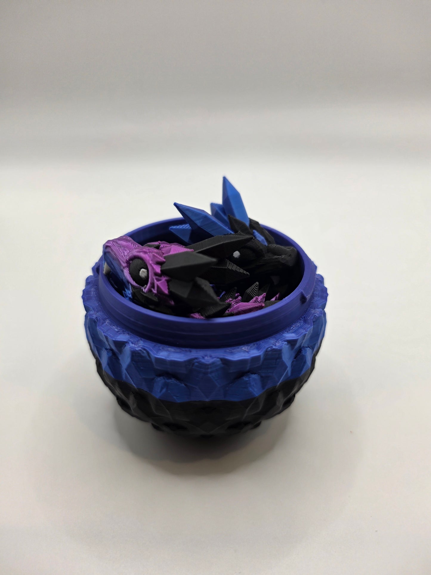Crystal Baby Dragon's With Egg - Articulated 3D Printed Collectable - Dual Purple-Blue With Black
