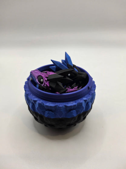 Crystal Baby Dragon's With Egg - Articulated 3D Printed Collectable - Dual Purple-Blue With Black