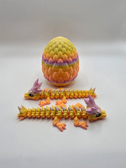 Crystal Baby Dragons With Egg - Articulated 3D Printed