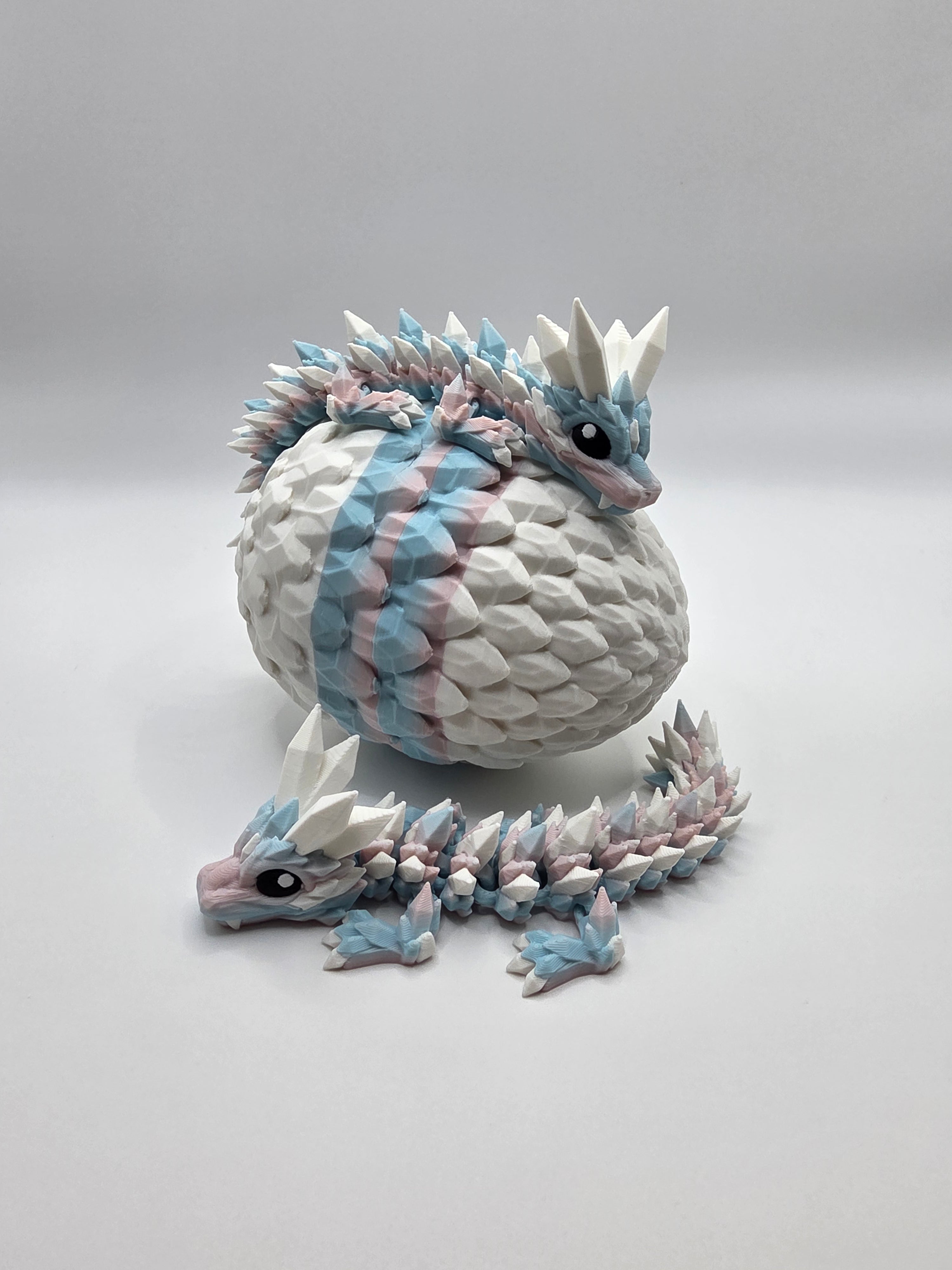Crystal Baby Dragons – Articulated Flexi Collectible – Dual Pink/Blue, with White