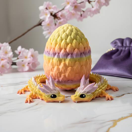 Crystal Baby Dragons With Egg - Articulated 3D Printed